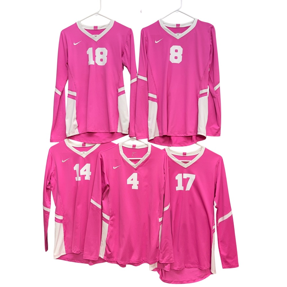 Nike Womens Pink Long Sleeve Volleyball Jersey‎ Team Set M L XL 18 8 14 4 17